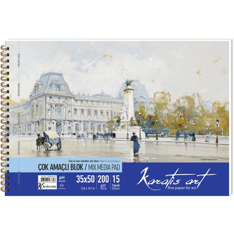 KESKİN RESİM BLOK KARATİS ART 35x50 200 GR SPİRALLİ 15 YP. 486008