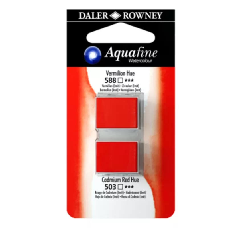 Daler Rowney Aquafine 2 li Sulu boya 588 Vermilion Hue - 503 Cadmium Red Hue