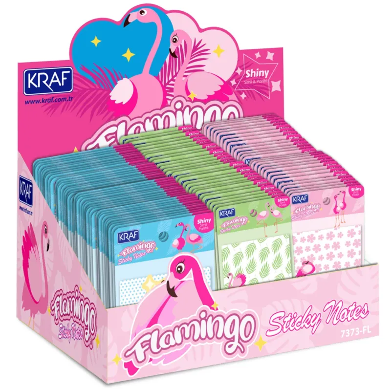 KRAF YAPIŞKANLI NOT KAĞIDI 73x73 FLAMINGO 50 YP SİMLİ - PARILTILI 7373FL
