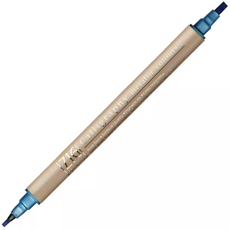 Zig Çift Taraflı Yaldızlı Davetiye ve Kaligrafi Kalemi Metalik Tonlar 2-3,5mm N:125 Blue