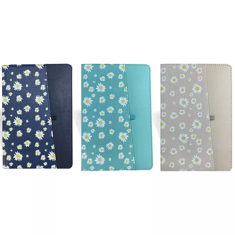 LİZ DEFTER SUNİ DERİ 13X21 PAPATYA DESEN YANDAN CEPLİ 112YP PT7128Ç