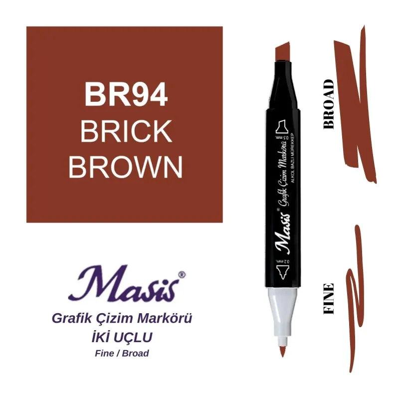 MASİS ÇİFT UÇLU ÇİZİM MARKÖRÜ 94 BRİCK BROWN