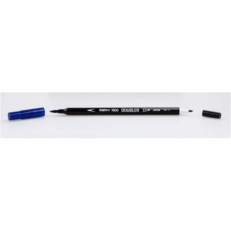 Marvy 1800 Doubler Çift Uçlu Brush Pen Fırça Kalem No:3 Blue
