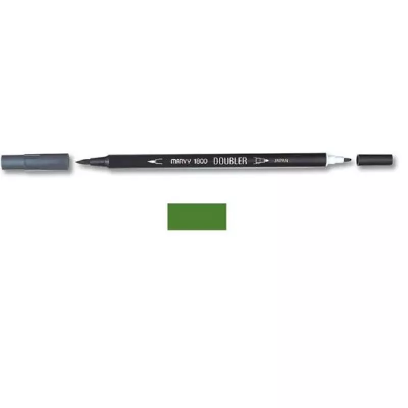 Marvy 1800 Doubler Çift Uçlu Brush Pen Fırça Kalem No:15 Olive Green