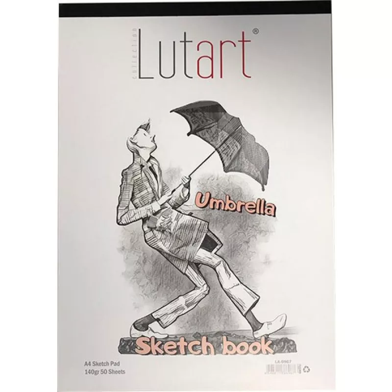 Lutart Umbrella A4 Üstten Ciltli 50 Yaprak , Çizim Bloğu 140 gr Sayfaları beyaz. LA-6967 