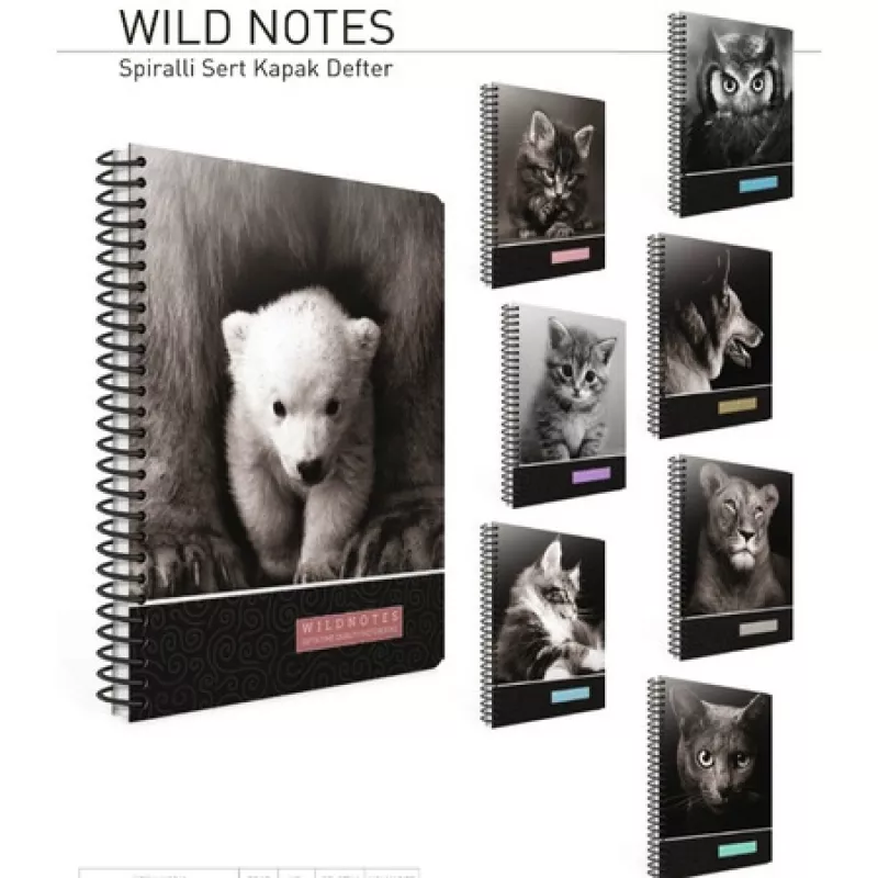 GIPTA WILD NOTES SPİRALLİ SERT KAPAK DEFTER 13X21 100YP ÇİZGİLİ