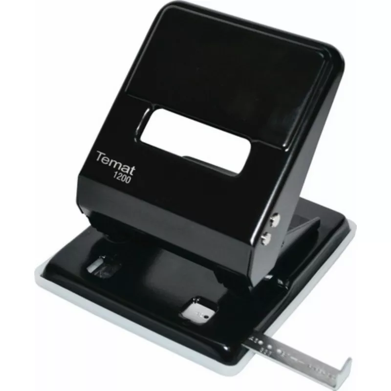 TEMAT 1200 PERFORATÖR-DELGEÇ 8 CM İŞARETLİ SÜRÜCÜ 35 SAYFA DELME KAPASİTELİ- SİYAH