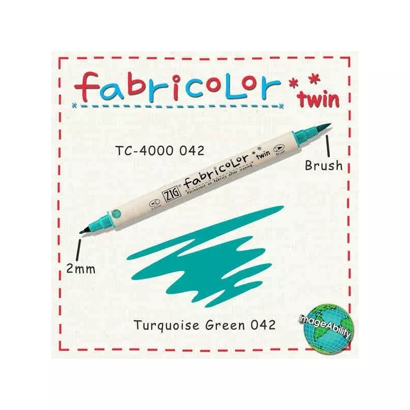 ZIG FABRICOLOR ÇİFT UÇLU TWIN KUMAŞ KALEMİ TURQUOISE GREEN 042