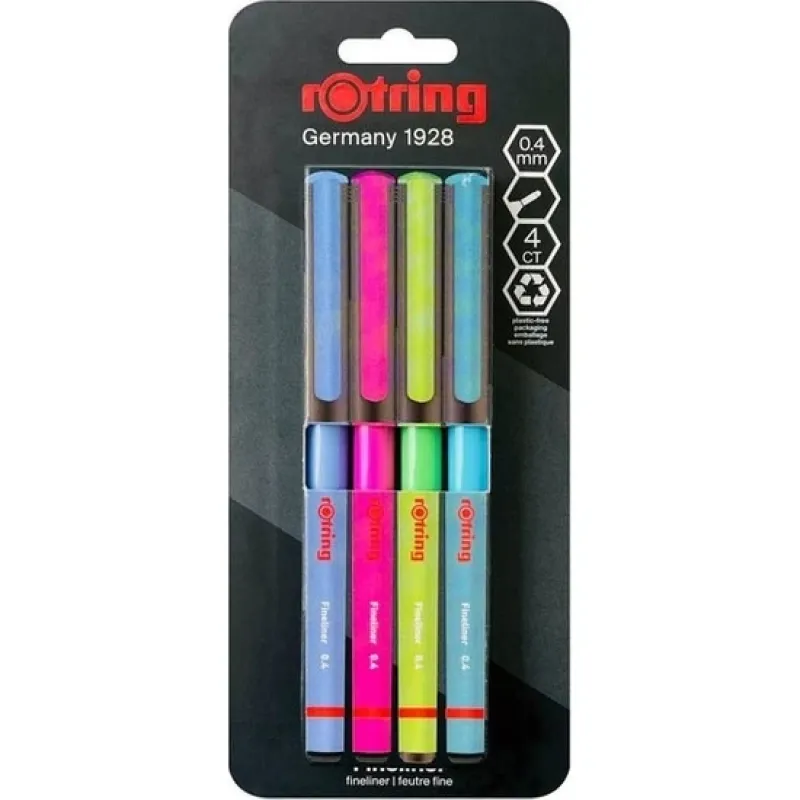 ROTRİNG Fineliner, Ince Keçe Uçlu 4 renk Kalem 0.4 Mm, 4’lü Paket