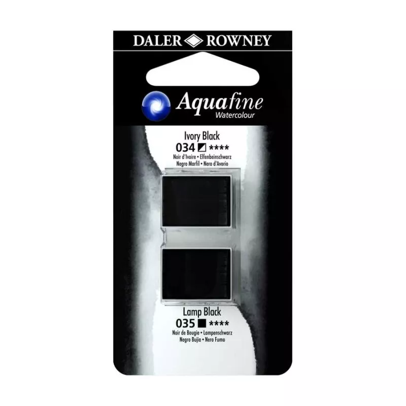 Daler Rowney Aquafine 2 li Sulu boya 034 Ivory Black - 035 Lamp Black