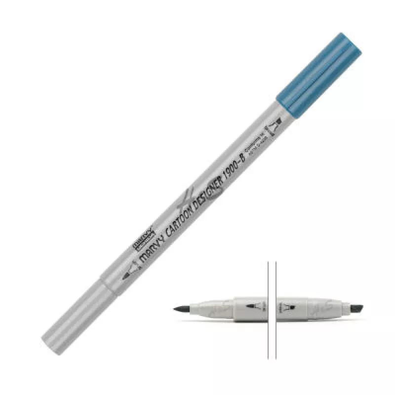 MARVY Cartoon Designer 1900-B Çift Uçlu Grafik & Brush Marker No:17 Steel Blue