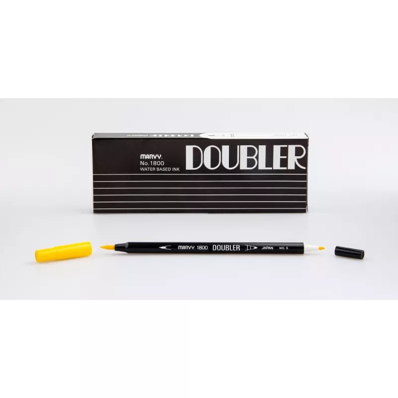 Marvy 1800 Doubler Çift Uçlu Brush Pen Fırça Kalem No:5 Yellow