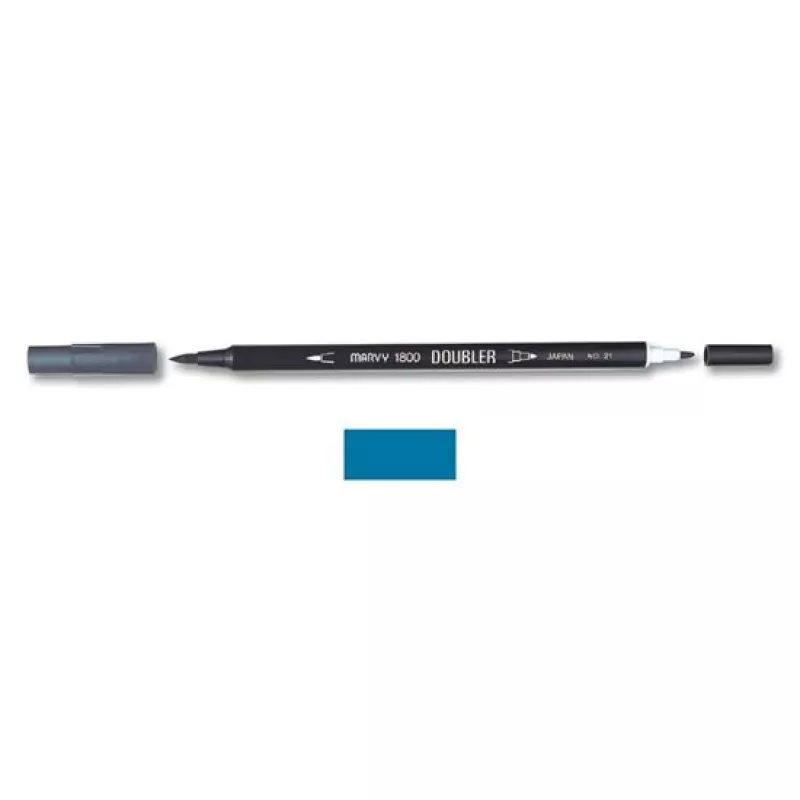 Marvy 1800 Doubler Çift Uçlu Brush Pen Fırça Kalem No:58 Peacock Blue