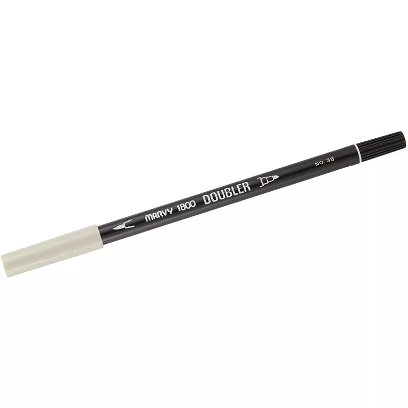 Marvy 1800 Doubler Çift Uçlu Brush Pen Fırça Kalem No:38 Oyster Grey