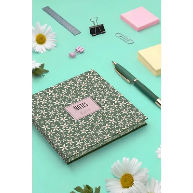 YMN My Mia Art Yeşil Papatya 16x16 Çizgisiz Kenar Baskılı 120 sf Defter