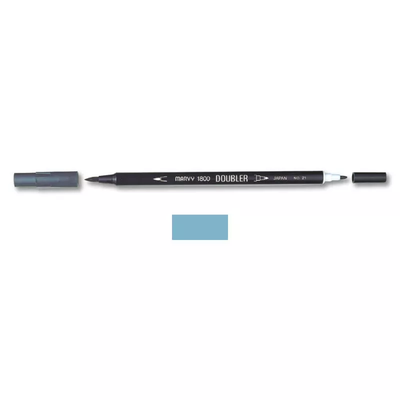 Marvy 1800 Doubler Çift Uçlu Brush Pen Fırça Kalem No:17 Steel Blue