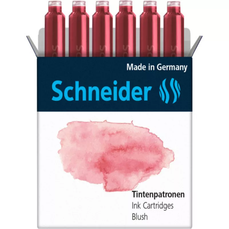 Schneider Tintenpatronen 6'lı Kırmızı (Blush) Renk Dolma Kalem Kartuşu 166136
