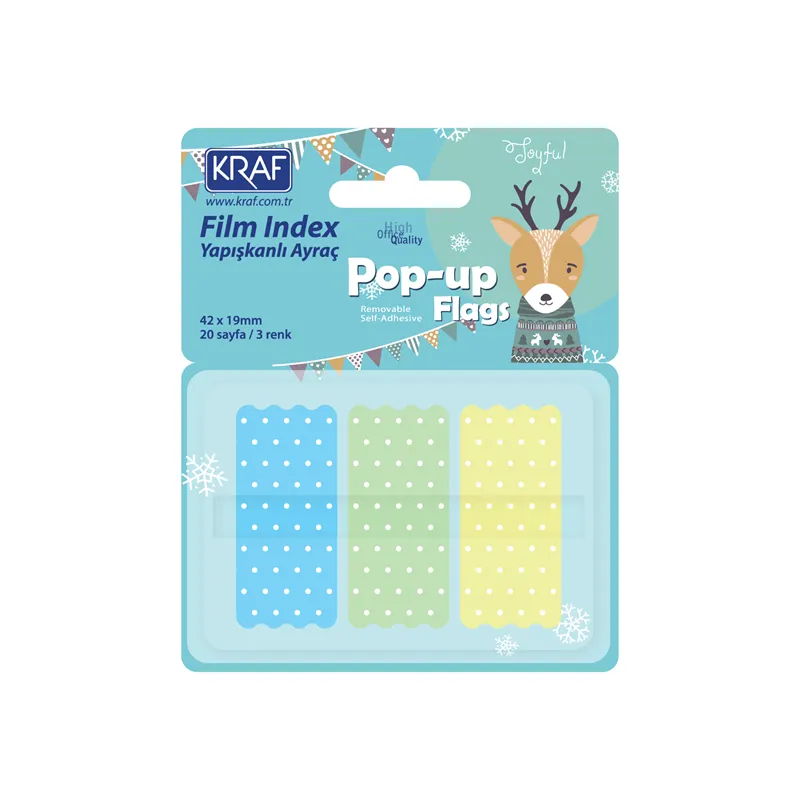 KRAF INDEX FILM (PP) 42x19MM POP-UP 3 RENK 20YP PASTEL PUANTİYELİ 4219-2