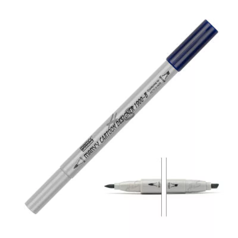 MARVY Cartoon Designer 1900-B Çift Uçlu Grafik & Brush Marker No:29 Prussian Blue