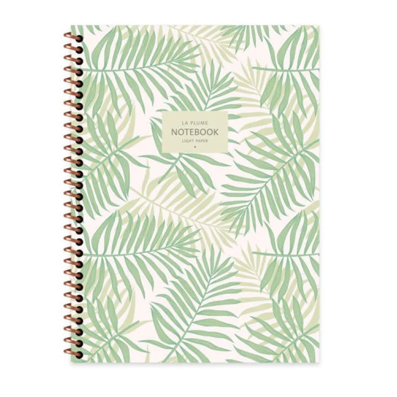 KESKİN DEFTER LA PLUME LEAVES 16,5x22,5 SPİRALLİ KARTON KAPAK 80 YP. KARELİ 385242