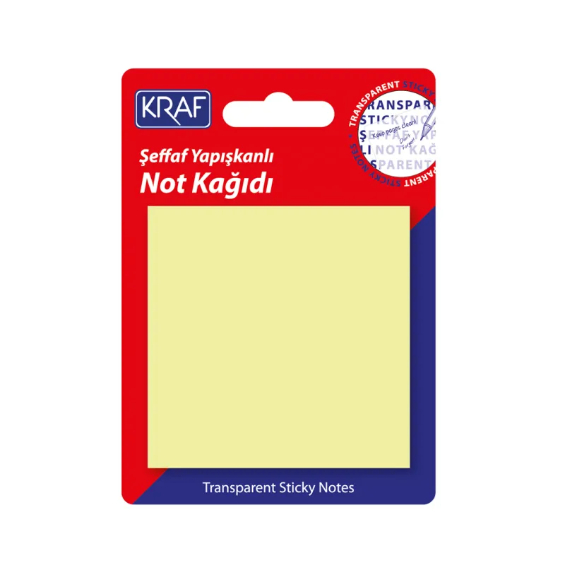 KRAF YAPIŞKANLI NOT KAĞIDI 76X76 50 YP. ŞEFFAF SARI 7676TR