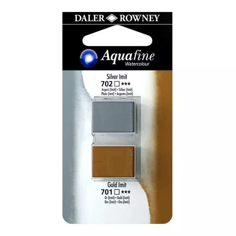 Daler Rowney Aquafine 2 li Sulu boya 702 Silver Imit - 701 Gold Imit