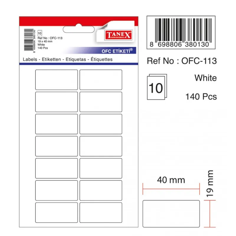 TANEX OFİS ETİKETİ OFC-113 BEYAZ