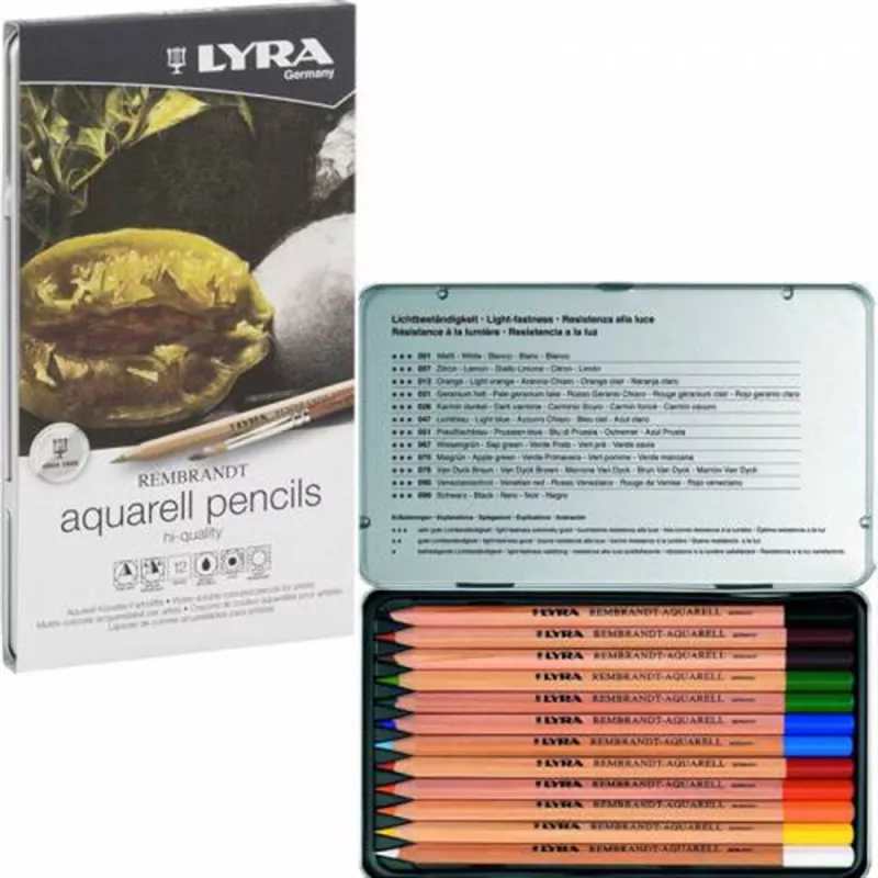 LYRA REMBRANDT ACQUARELL PENCILS -12 RENK - METAL KUTU