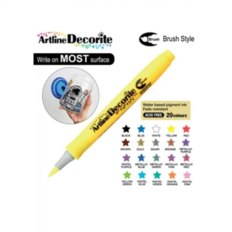 ARTLINE KALICI BOYAMA MARKÖRÜ DECORİTE BRUSH ESNEK UÇLU YELLOW